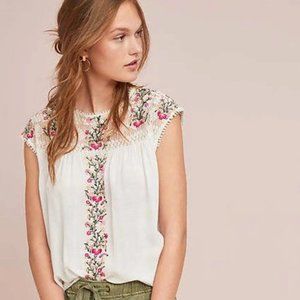 Anthropologie Ranna Gill Eloise Embroidered Top